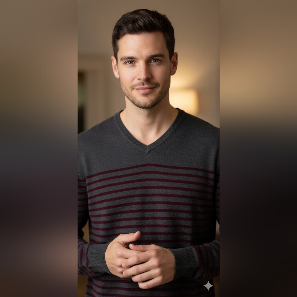 Grayson & Dunn  Burgundy Pullover V-Neck Sweater